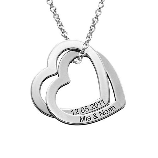 Personalized Love Heart Pendant Necklace Women Customized Name Engraving Necklace