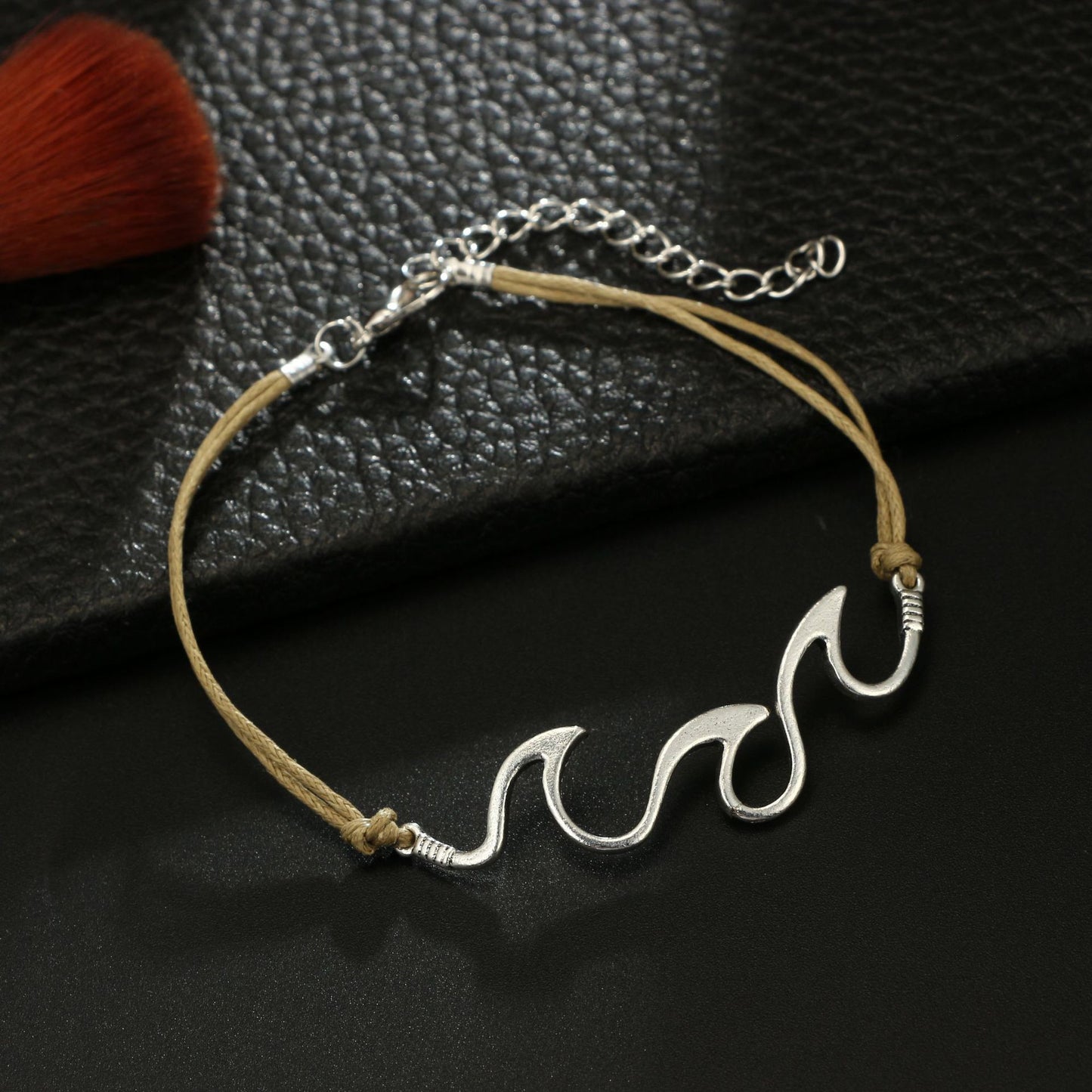 Beach wave spray alloy shell anklet